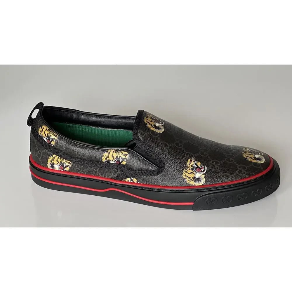 NIB Gucci Men's Low-top Tiger Black Canvas Sneakers 11.5 US (Gucci 11) 699971 IT